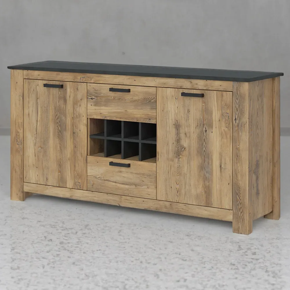 Florence Sideboard with Wine Rack - Chestnut, Matera Grey