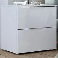 Florence Sienna 2 Drawer Bedside Table - White, High Gloss