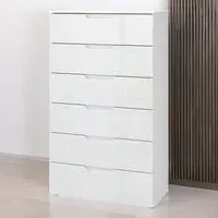 Florence Sienna 6 Drawer Chest of Drawers - White, High Gloss