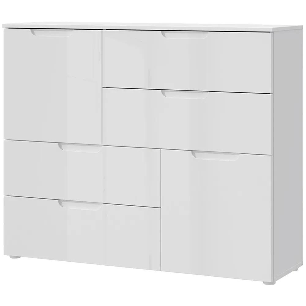 Florence Sienna Abstract Cabinet with Storage - White, High Gloss