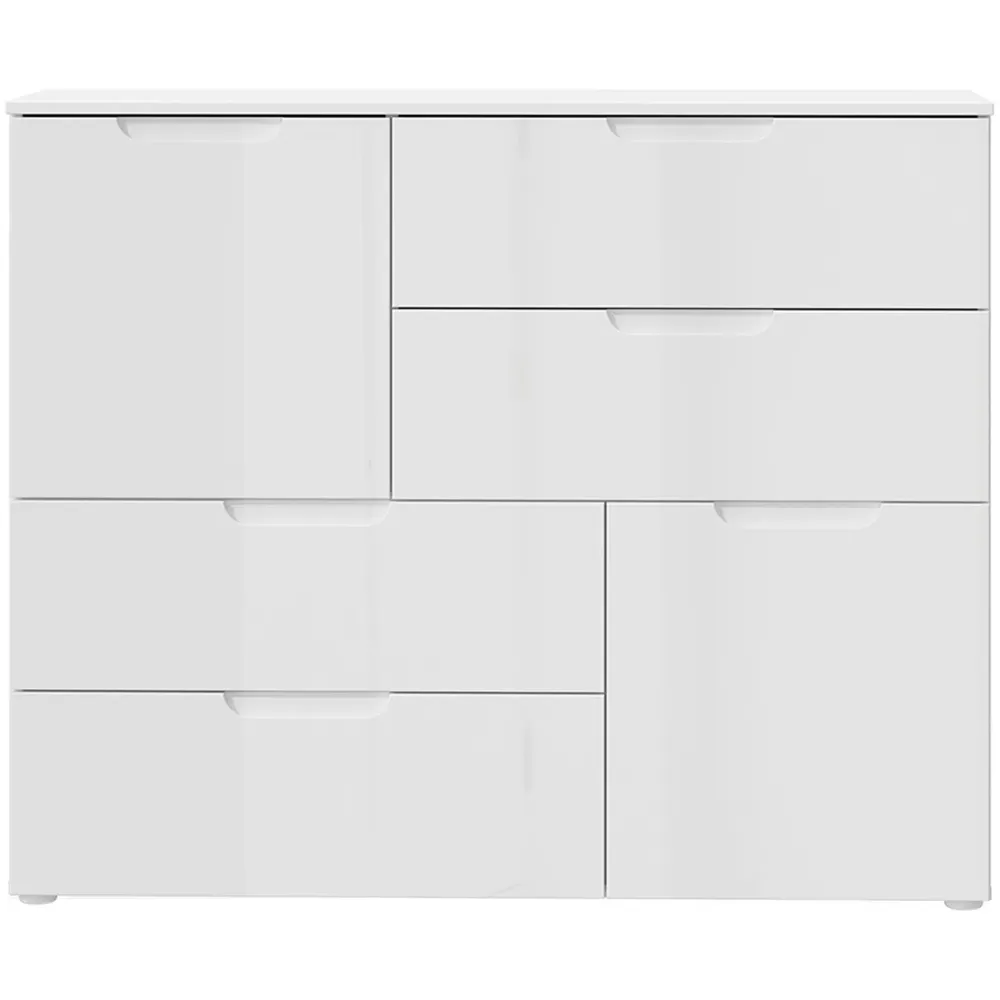 Florence Sienna Abstract Cabinet with Storage - White, High Gloss