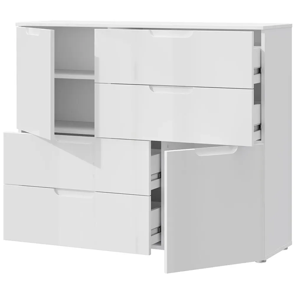 Florence Sienna Abstract Cabinet with Storage - White, High Gloss
