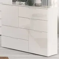 Florence Sienna Abstract Cabinet with Storage - White, High Gloss