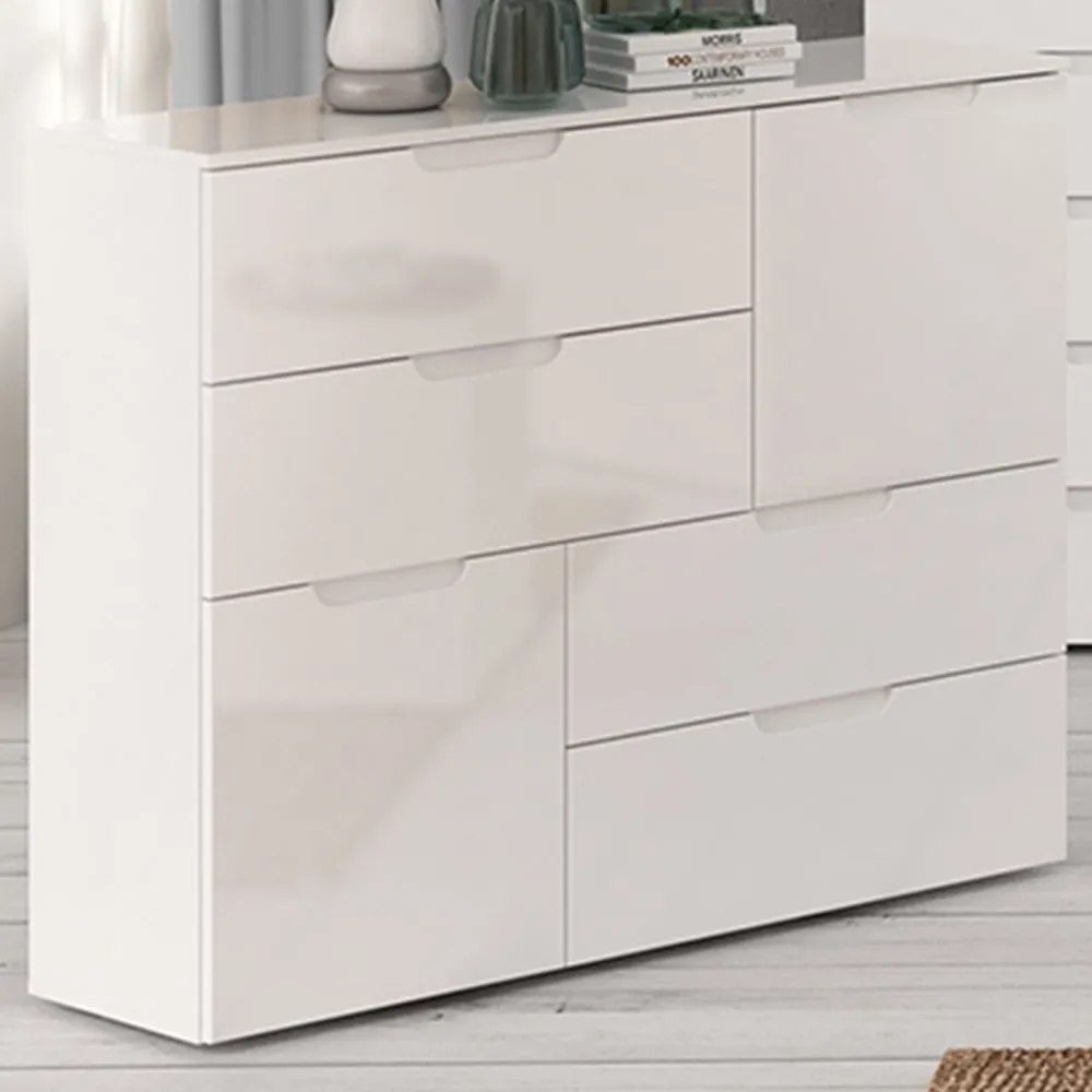 Florence Sienna Abstract Cabinet with Storage - White, High Gloss