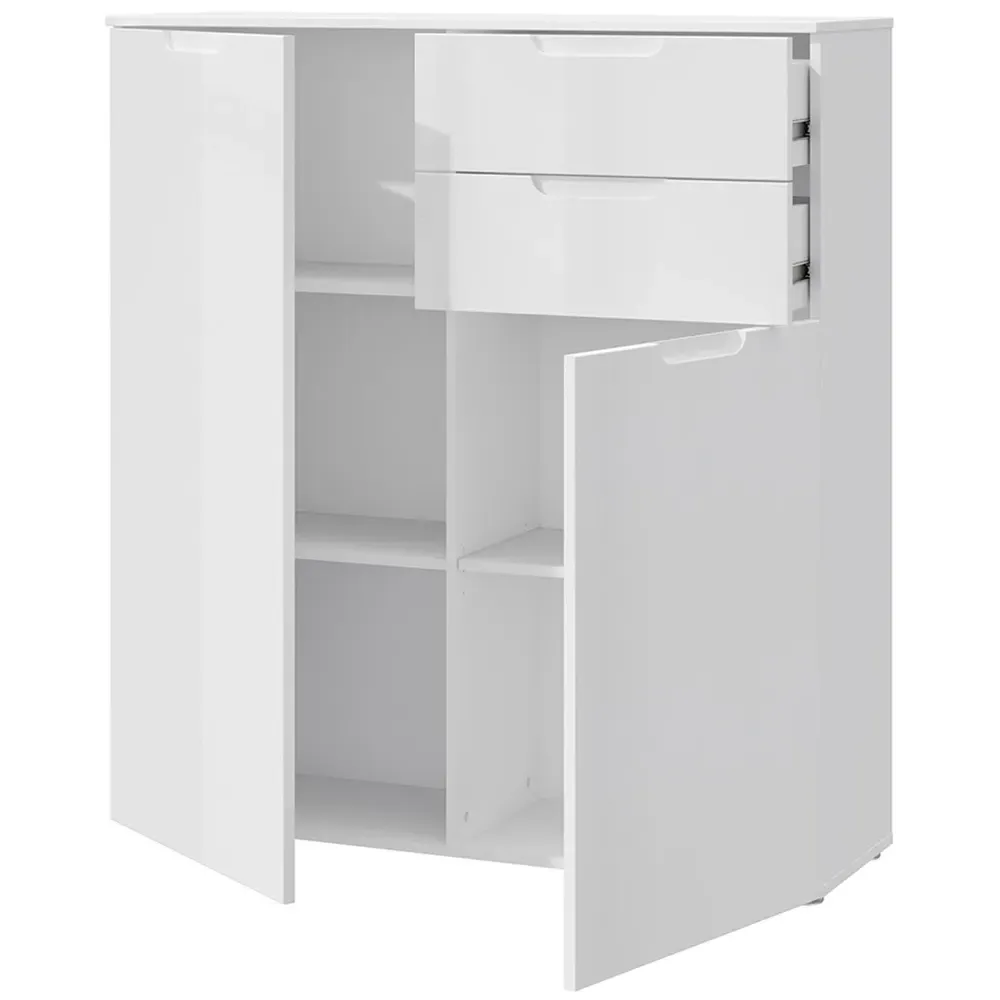 Florence Sienna Cabinet with Storage - White, High Gloss