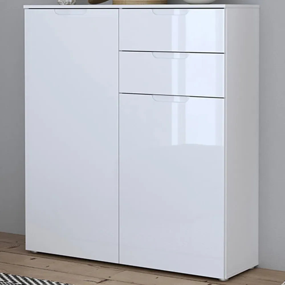 Florence Sienna Cabinet with Storage - White, High Gloss image