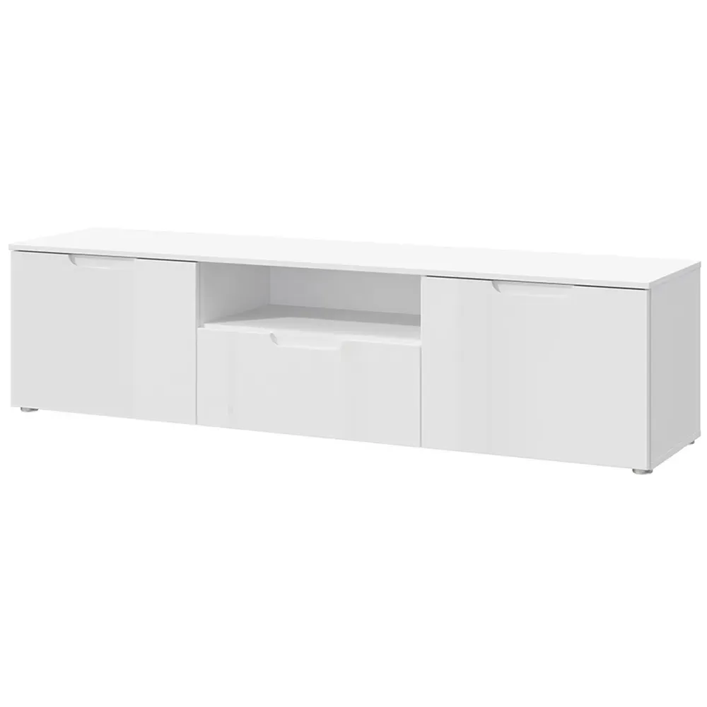 Florence Sienna TV Unit with Storage - White, High Gloss
