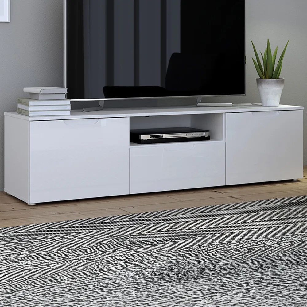 Florence Sienna TV Unit with Storage - White, High Gloss