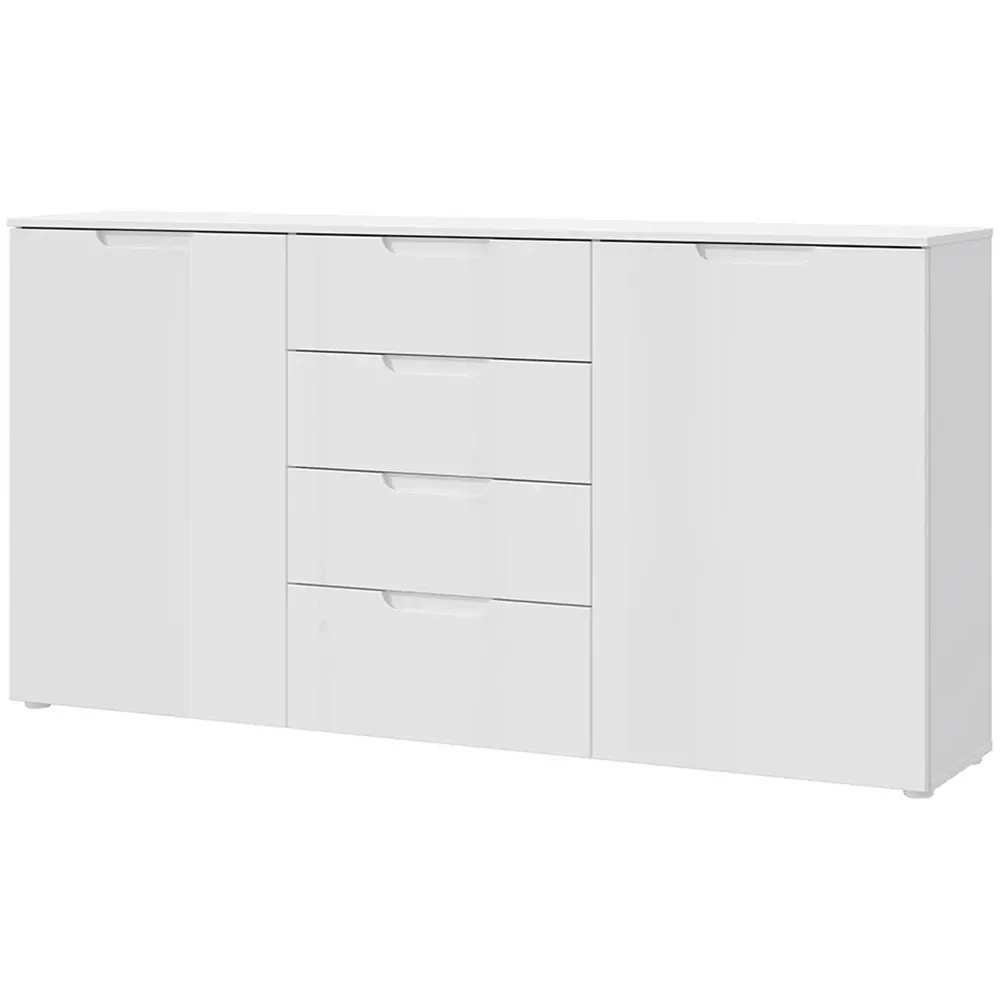 Florence Sienna Wide Cabinet with Storage - White, High Gloss