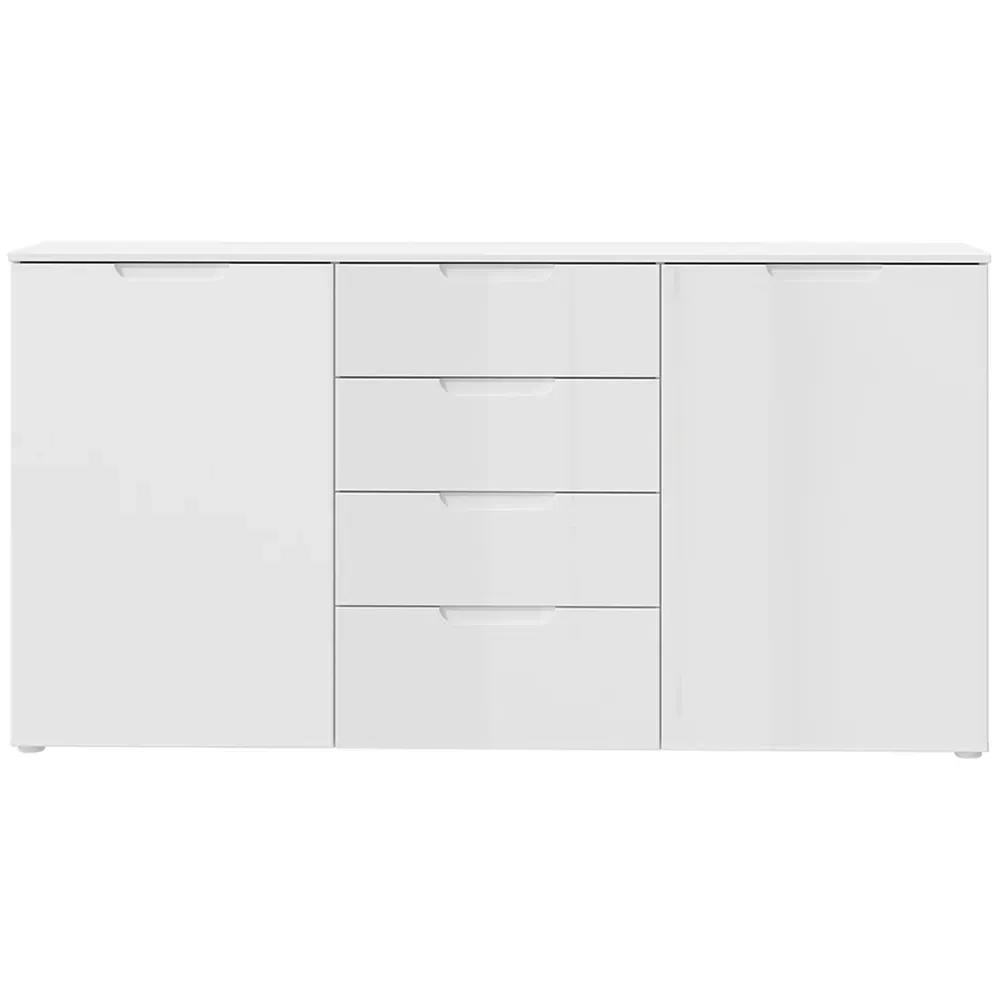 Florence Sienna Wide Cabinet with Storage - White, High Gloss
