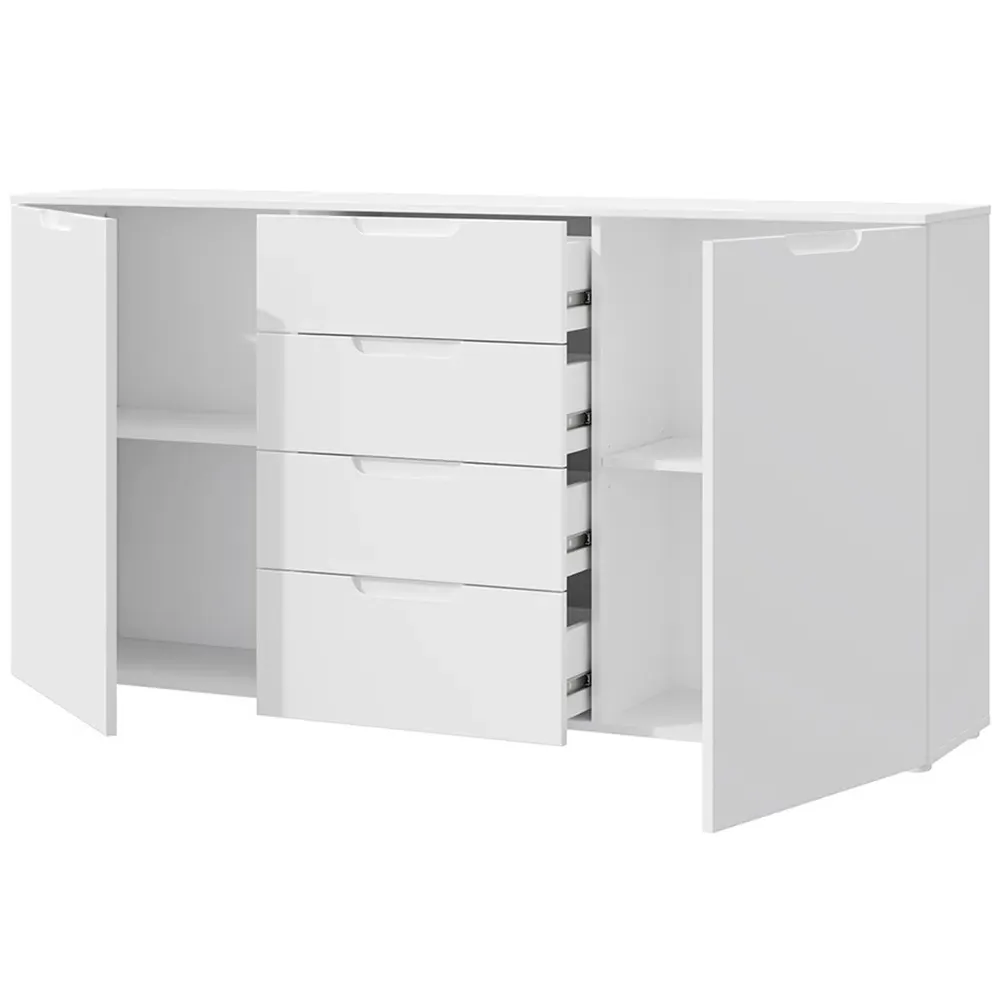 Florence Sienna Wide Cabinet with Storage - White, High Gloss