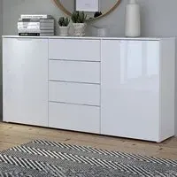 Florence Sienna Wide Cabinet with Storage - White, High Gloss