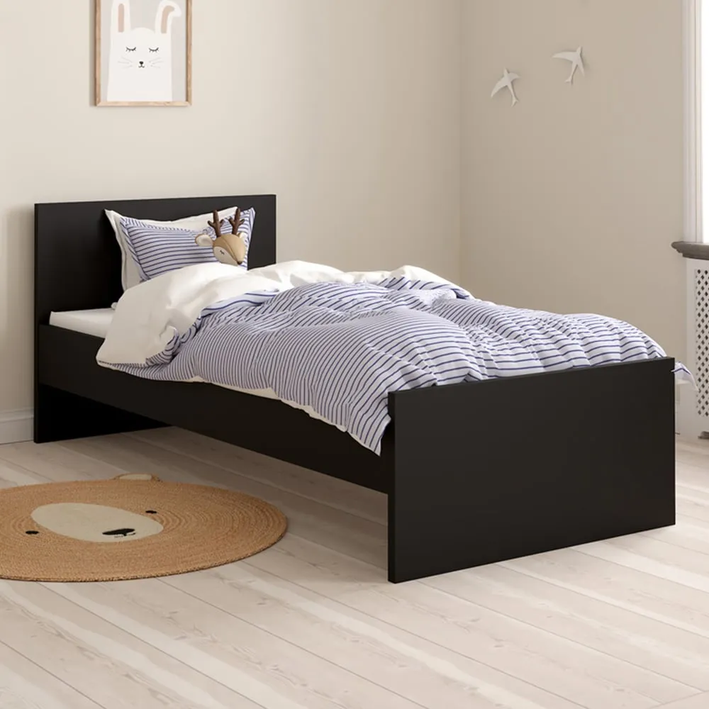 Florence Single Bed Frame - Black, Wood