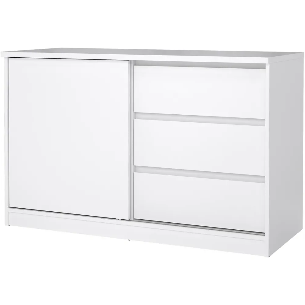 Florence Single Door 3 Drawer Storage Unit - White