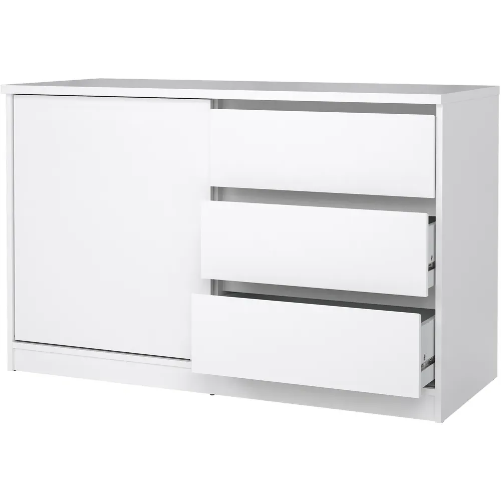 Florence Single Door 3 Drawer Storage Unit - White