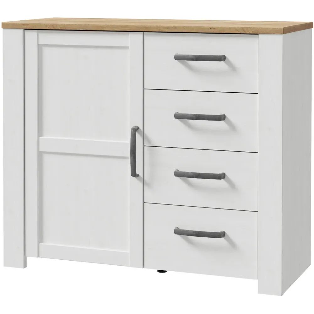 Florence Single Door 4 Drawer Chest of Drawers - Riviera Oak