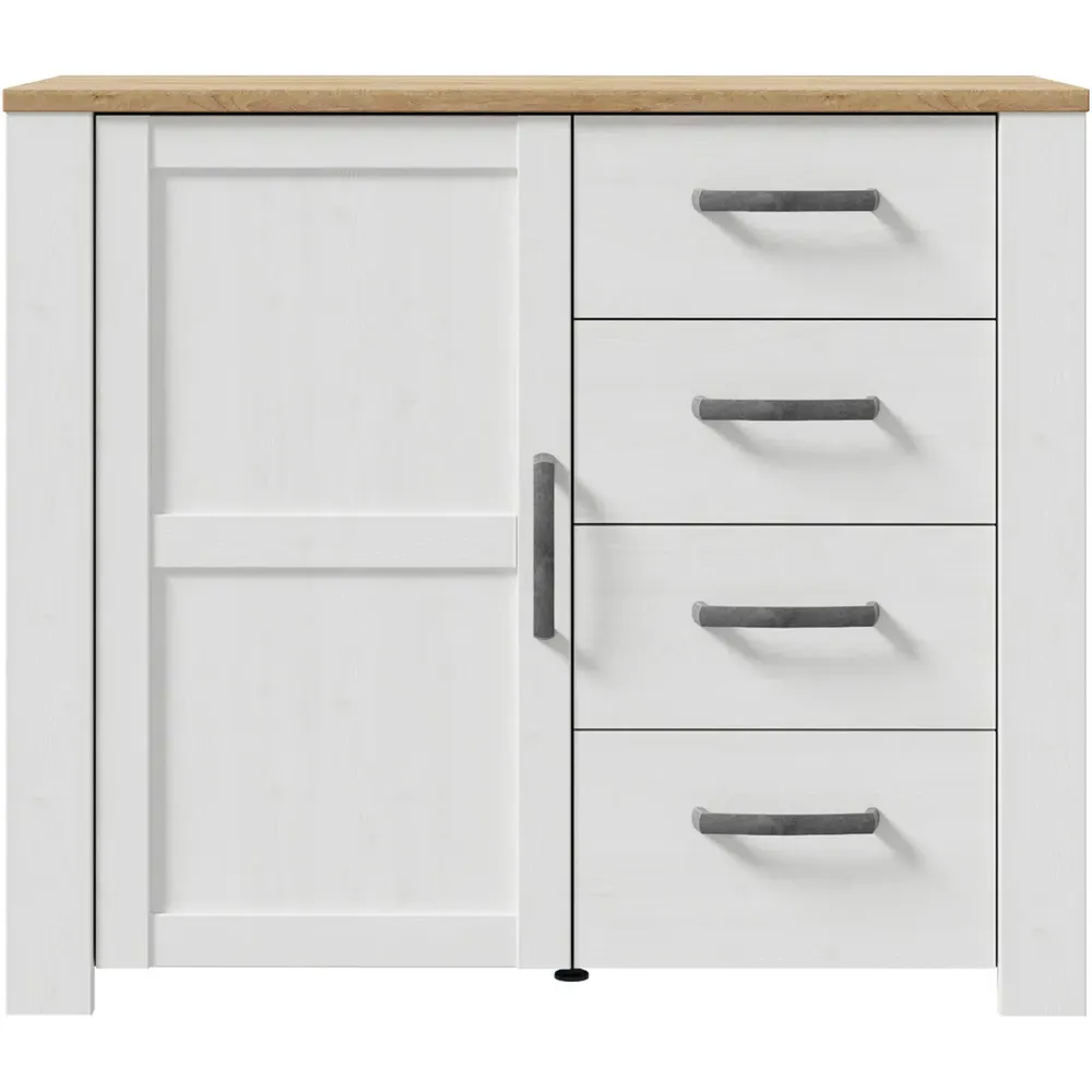 Florence Single Door 4 Drawer Chest of Drawers - Riviera Oak