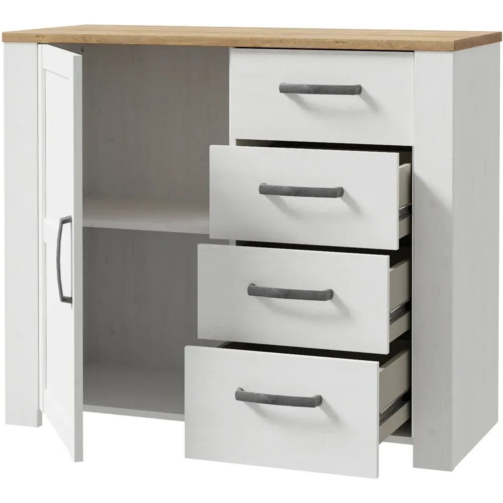 Florence Single Door 4 Drawer Chest of Drawers - Riviera Oak