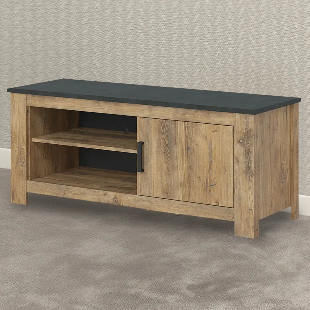 Florence Single Door TV Cabinet - Chestnut, Matera Grey