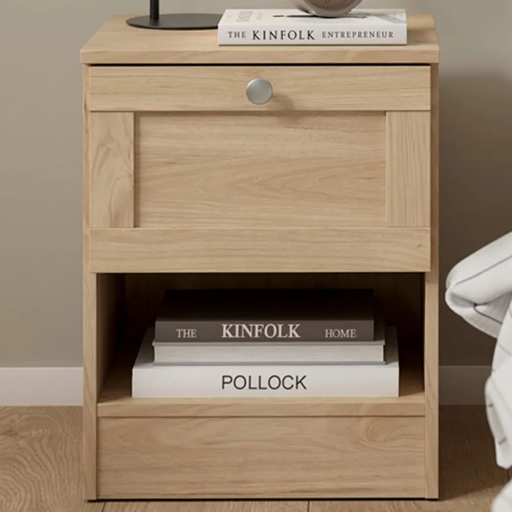 Florence Single Drawer Bedside Table with Shelf - Jackson Hickory