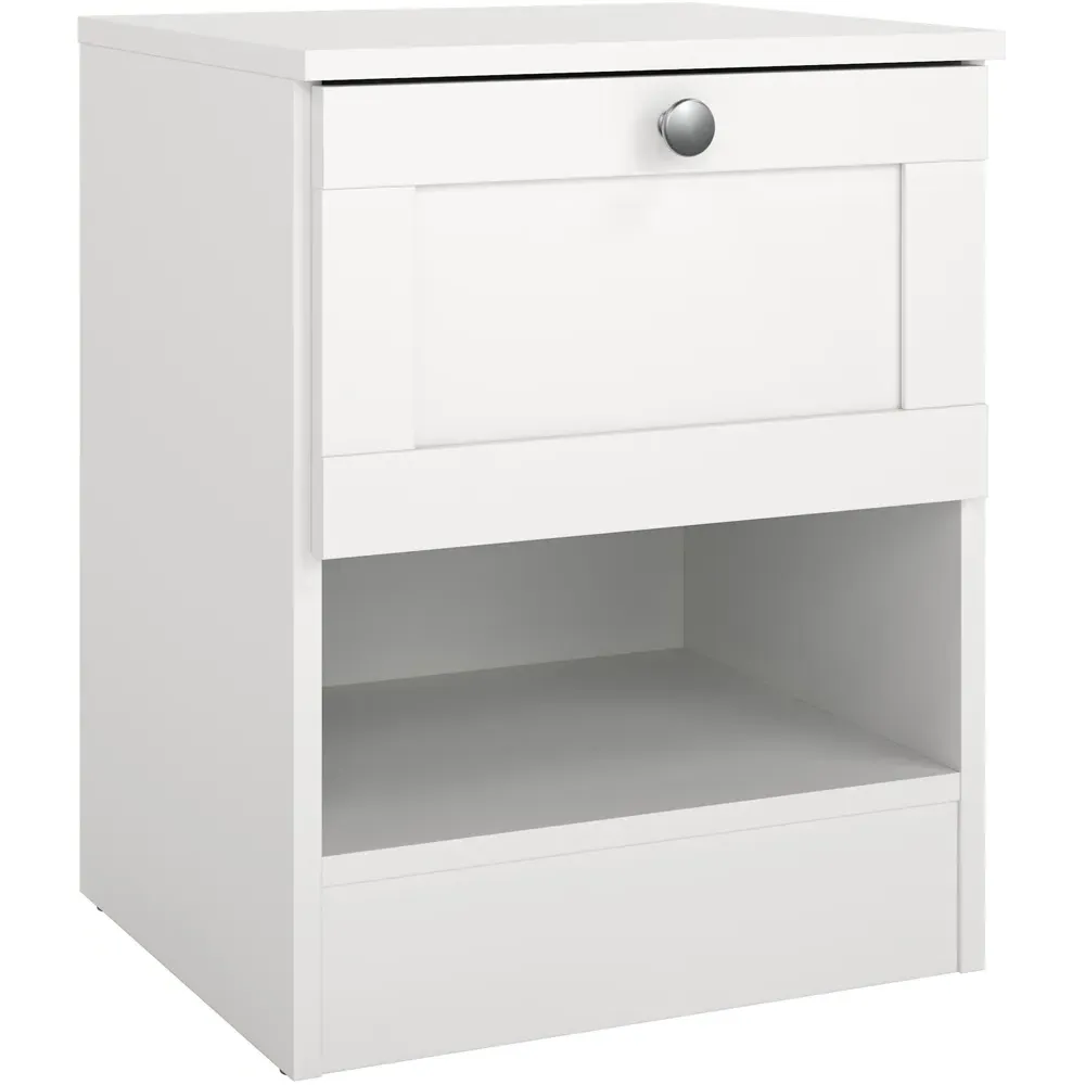 Florence Single Drawer Bedside Table with Shelf - White