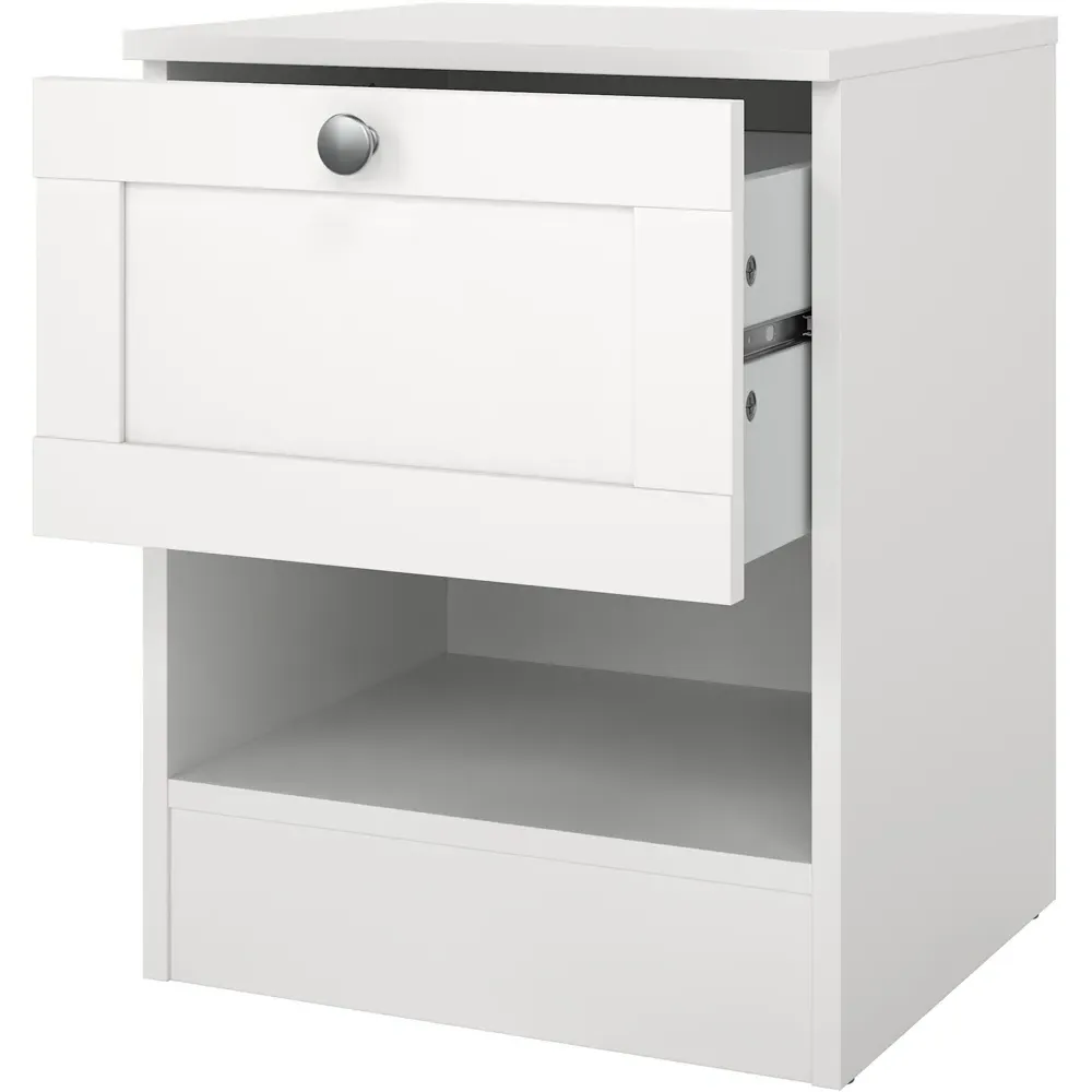 Florence Single Drawer Bedside Table with Shelf - White