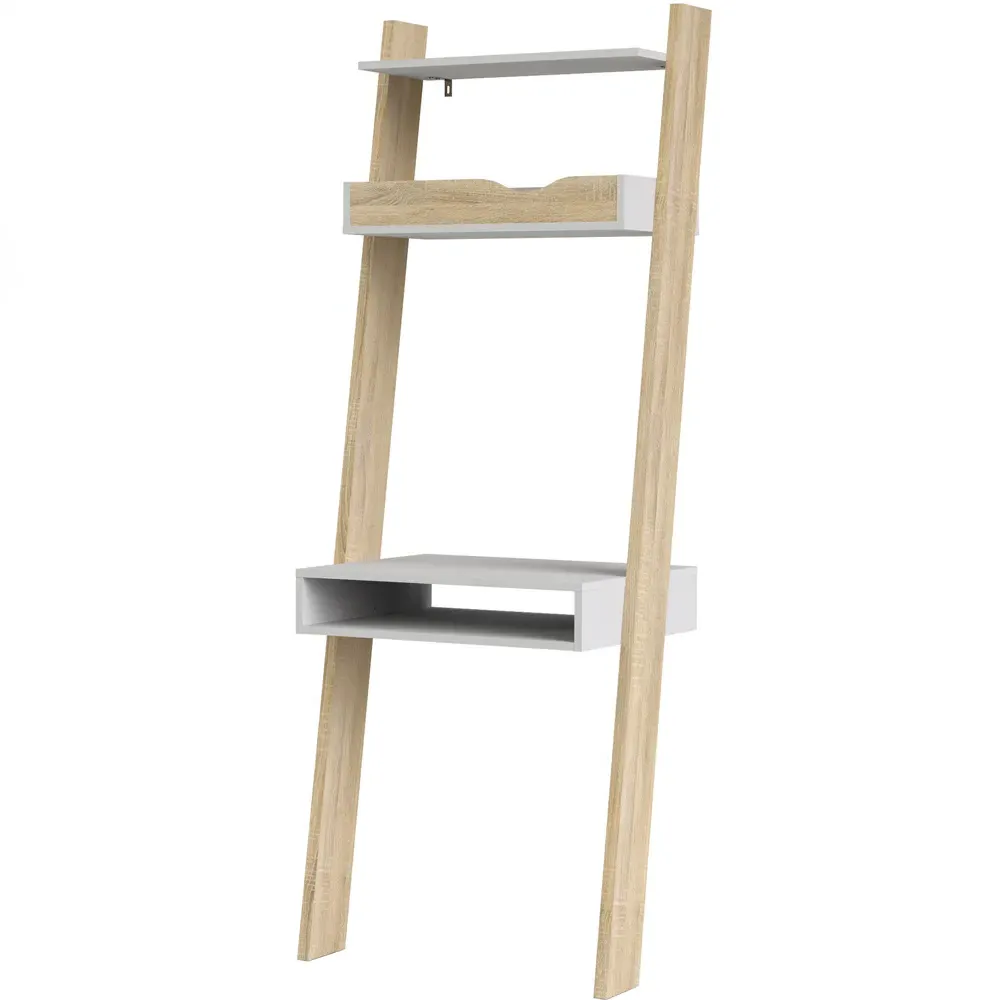 Florence Single Drawer Leaning Desk - White, Oak