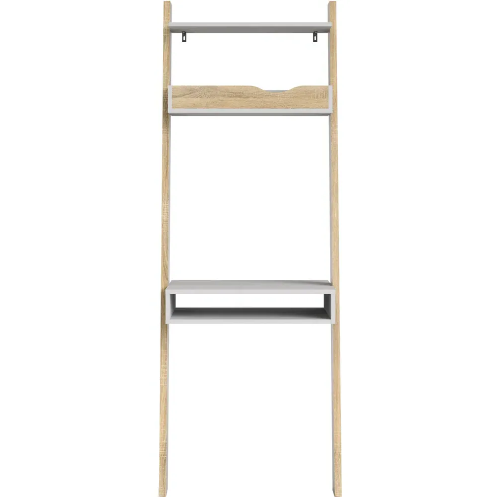 Florence Single Drawer Leaning Desk - White, Oak