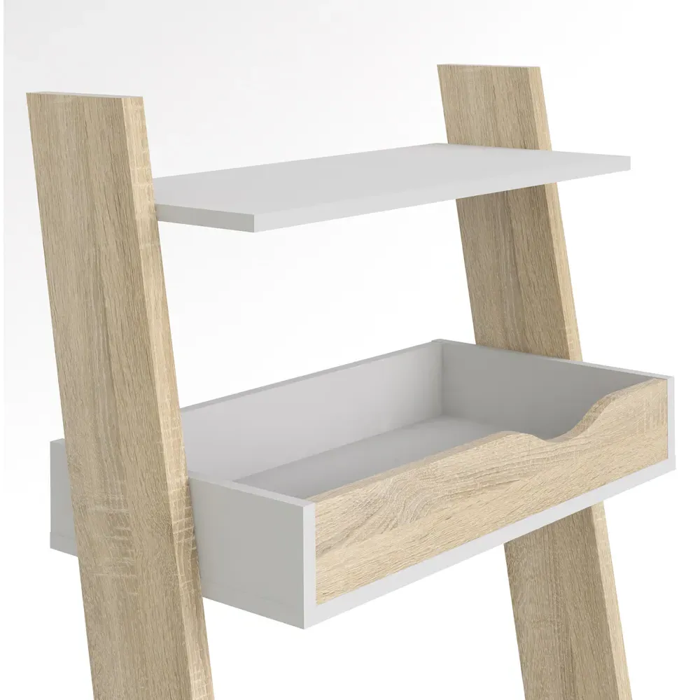 Florence Single Drawer Leaning Desk - White, Oak