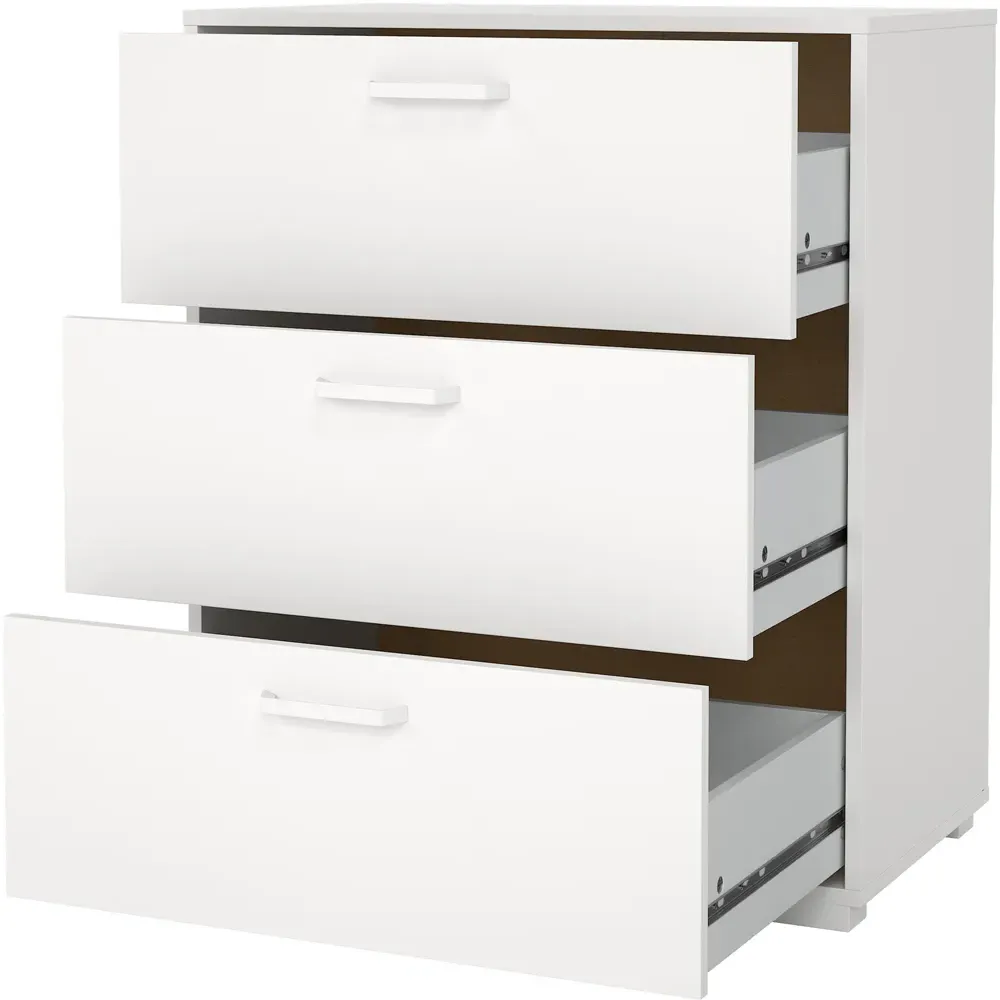 Florence Sofia 3 Drawer Chest of Drawers - White, Oak