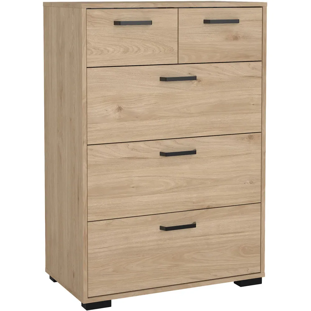 Florence Sofia 5 Drawer Chest of Drawers - Brown, Oak