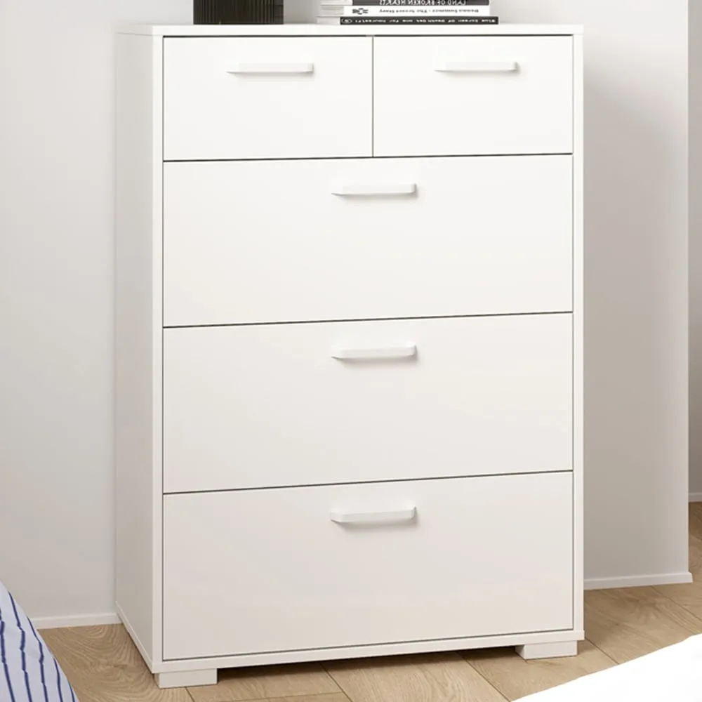 Florence Sofia 5 Drawer Chest of Drawers - White