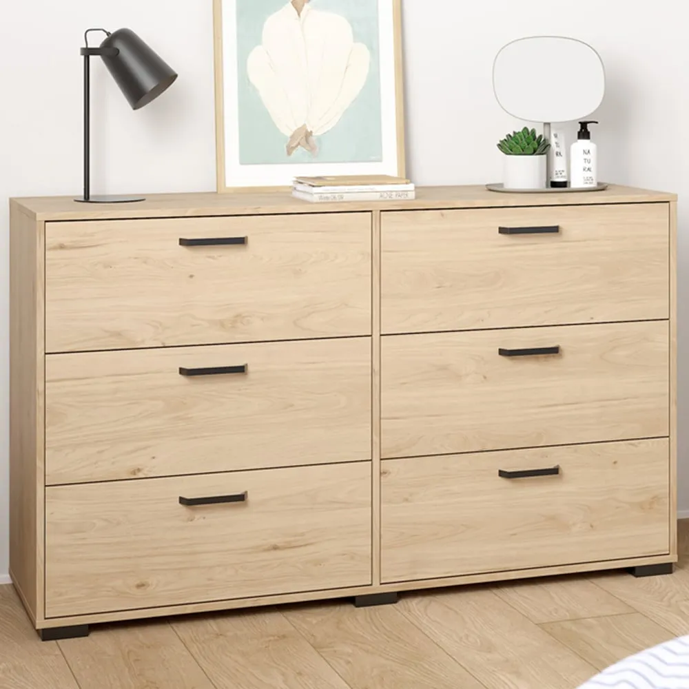 Florence Sofia 6 Drawer Chest of Drawers - Brown, Oak