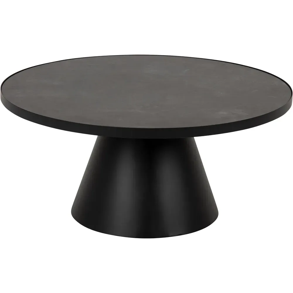 Florence Soli Round Coffee Table - Black, Ceramic