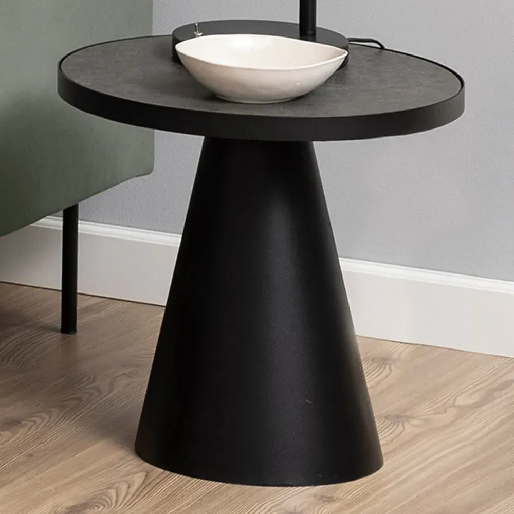 Florence Soli Round Coffee Table - Black, Ceramic image
