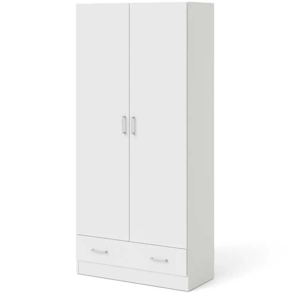 Florence Space 2 Door Wardrobe with Drawer - White