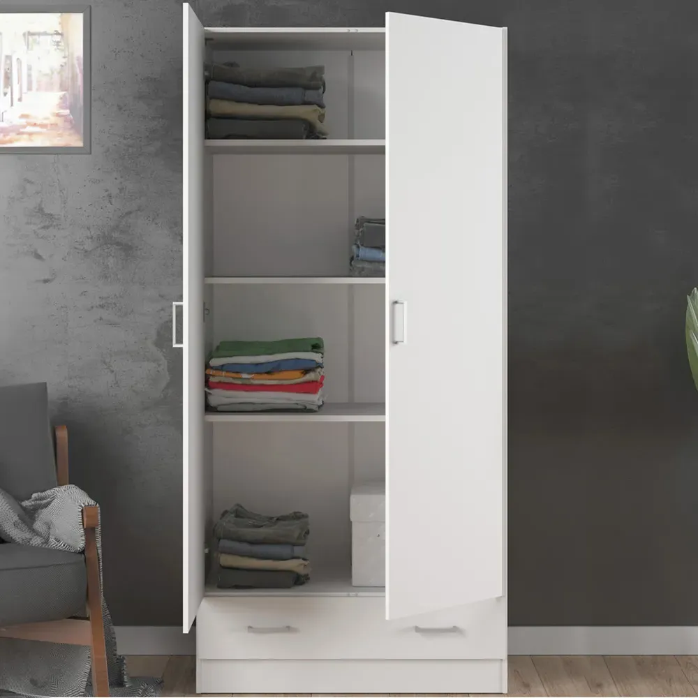 Florence Space 2 Door Wardrobe with Drawer - White