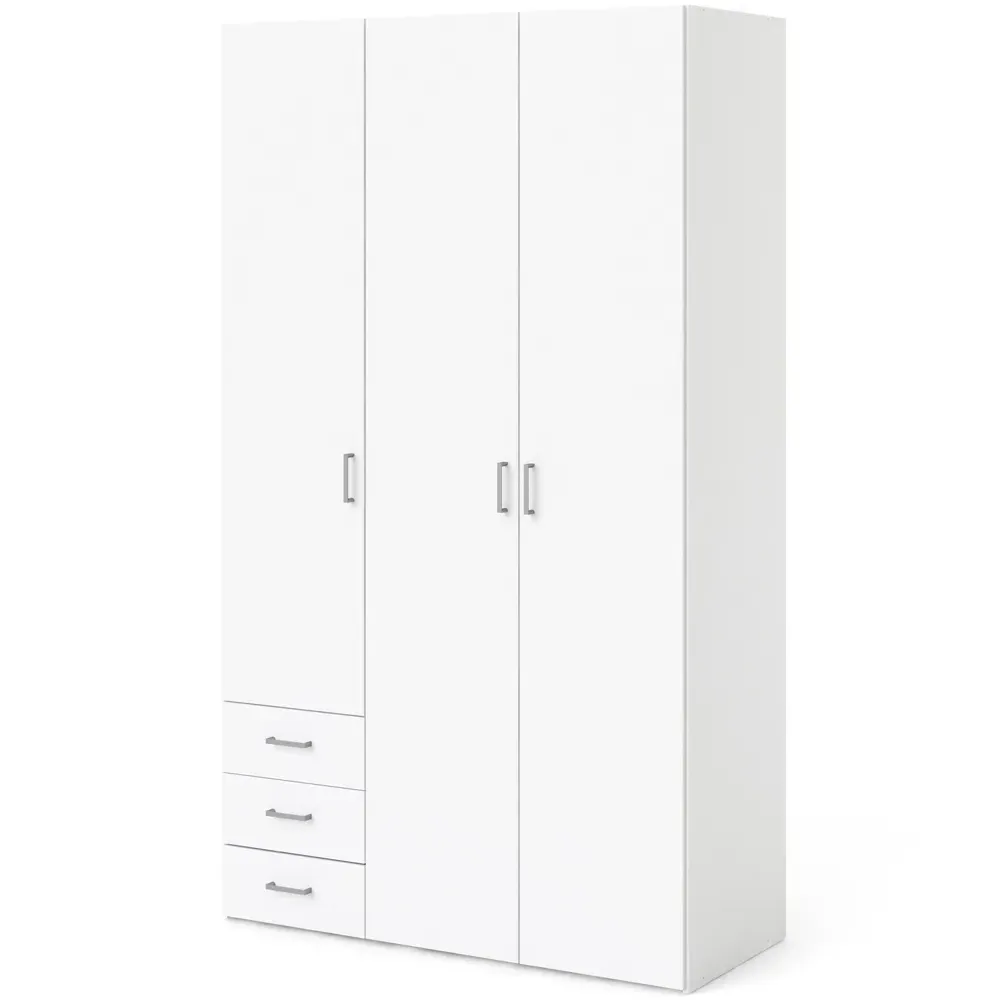 Florence Space 3 Door Wardrobe with Drawers - White