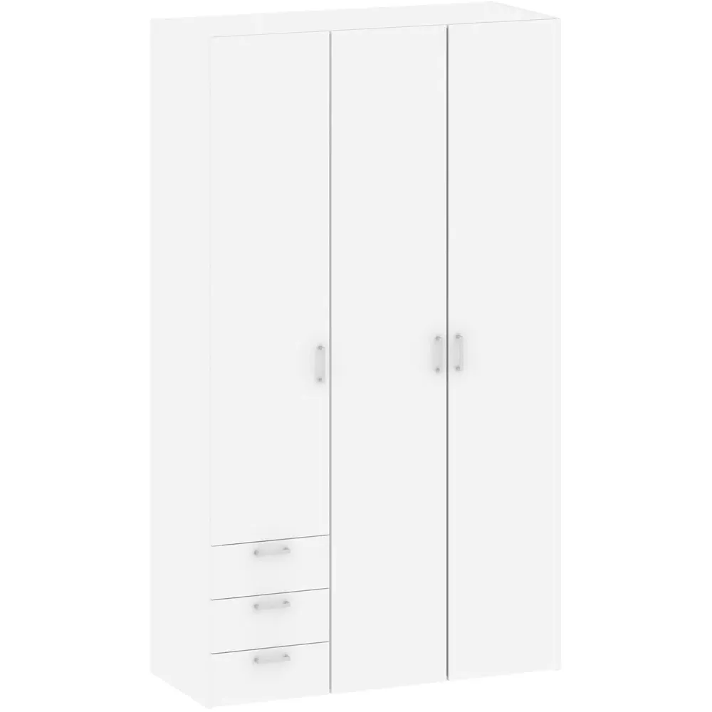 Florence Space 3 Door Wardrobe with Drawers - White