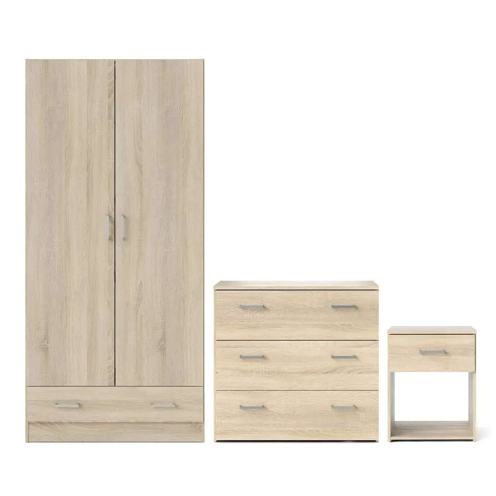 Florence Space 3 Piece Bedroom Furniture Set - Oak