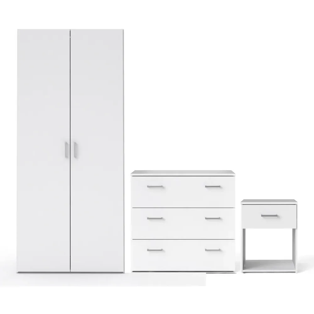 Florence Space 3 Piece Bedroom Furniture Set - White