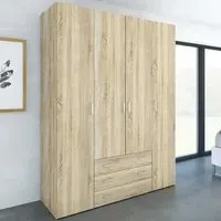 Florence Space 4 Door Wardrobe with Drawers - Brown, Oak