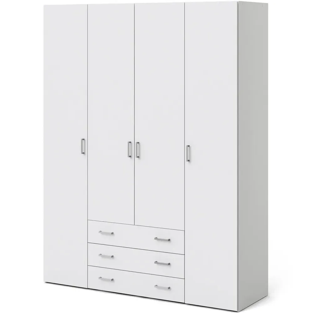Florence Space 4 Door Wardrobe with Drawers - White