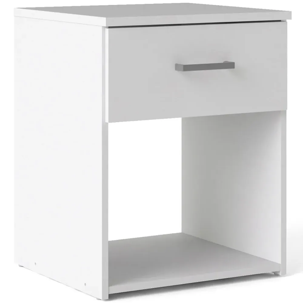 Florence Space Bedside Table with Drawer - White