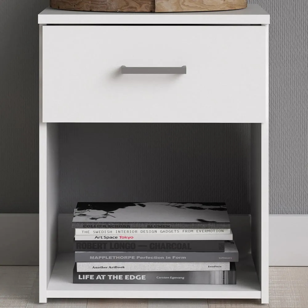 Florence Space Bedside Table with Drawer - White image