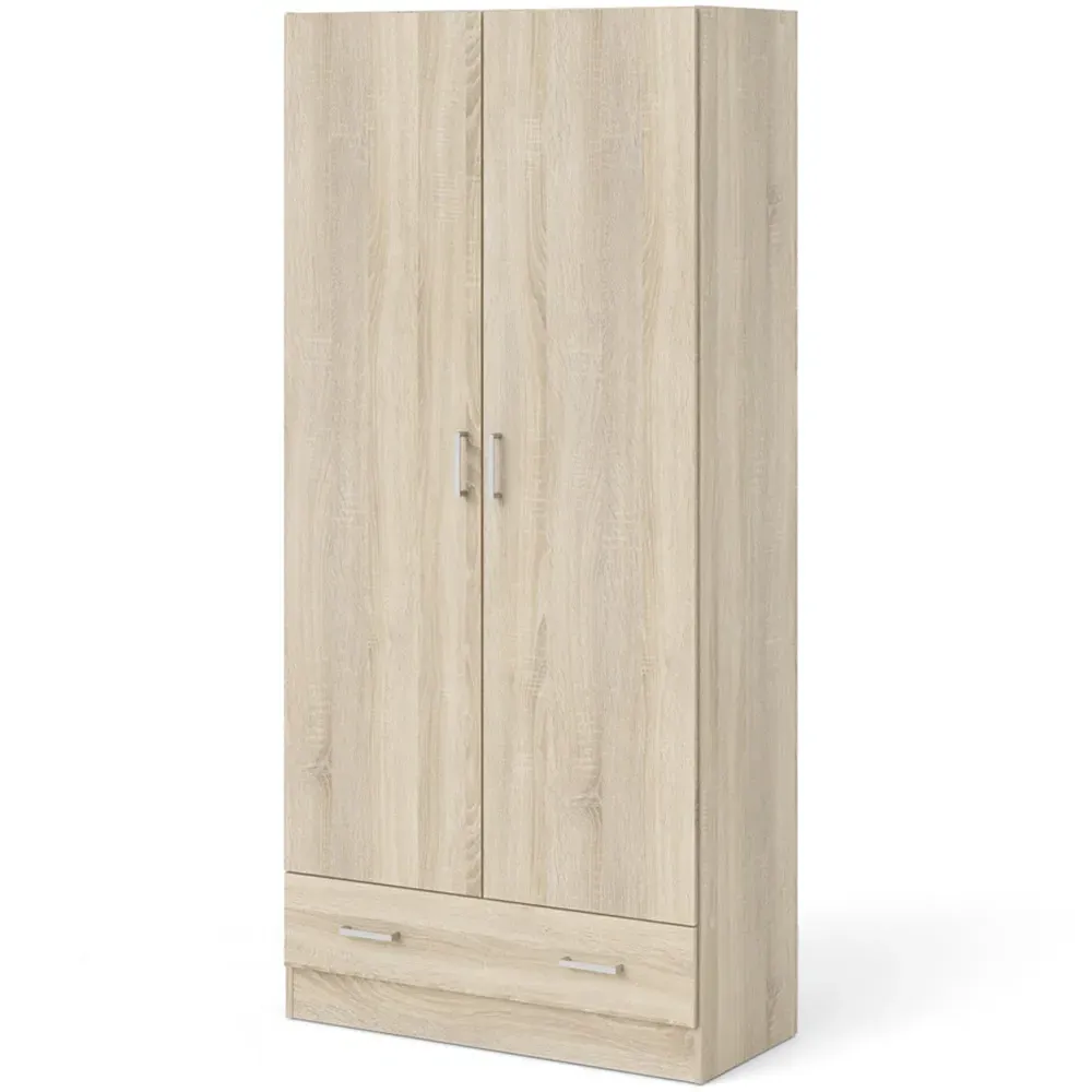 Florence Space Single Drawer 2 Door Wardrobe - Brown, Oak