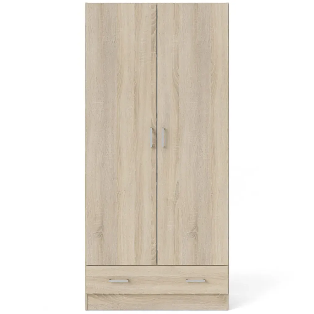 Florence Space Single Drawer 2 Door Wardrobe - Brown, Oak