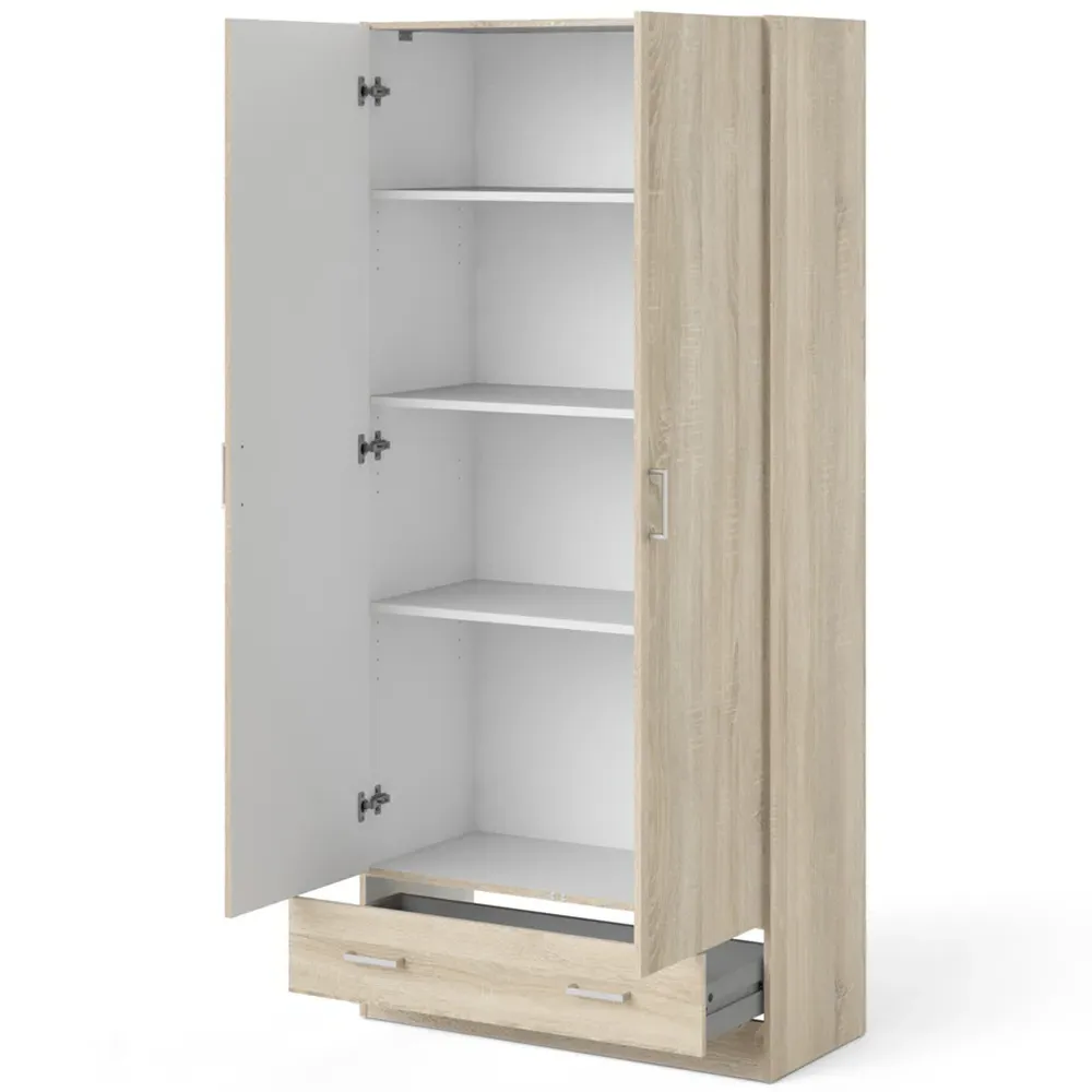 Florence Space Single Drawer 2 Door Wardrobe - Brown, Oak