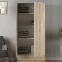 Florence Space Single Drawer 2 Door Wardrobe - Brown, Oak