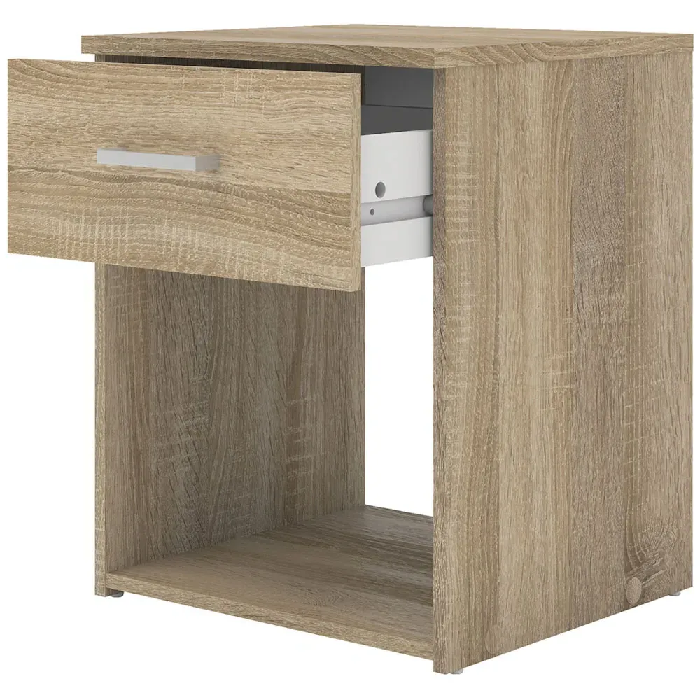 Florence Space Single Drawer Bedside Table - Brown, Oak